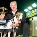 Ferdinand Boy with trainer David Geall and the prized Ballarat Cup.