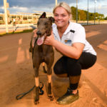 Robbie Rotten with trainer Kayla Cottrell.