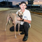 Collinda Lady with handler Luke Thompson after her 680m track record run.