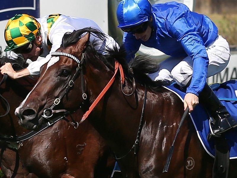 Astern (left) finish in a dead heat in the Widden Kindergarten Stakes