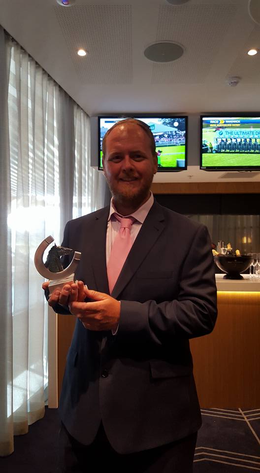 James Porter celebrates winning the Sires Produce Stakes