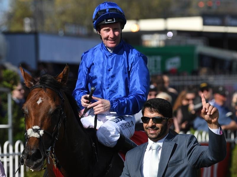 Benbatl after winning the Caulfield Stakes.